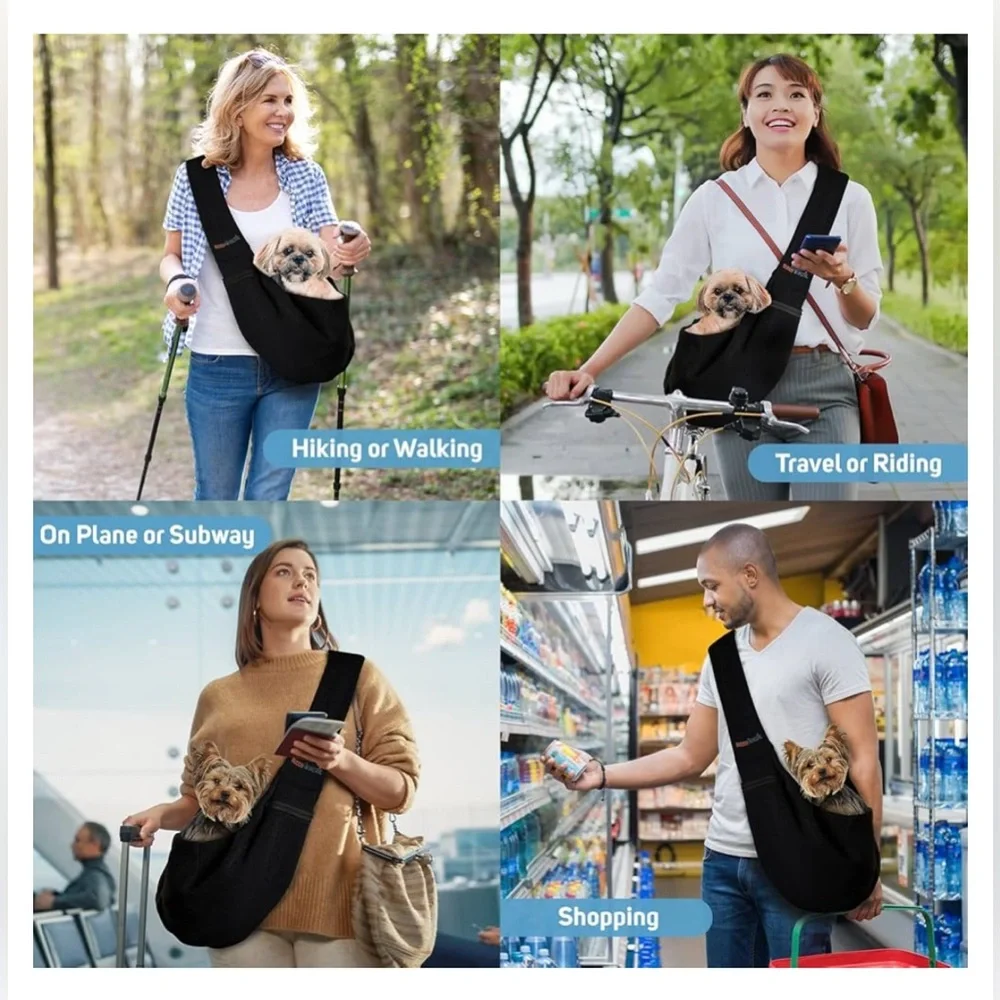 NEW BUDDYTASTIC Dog Sling Carrier for Small Dogs Puppies up to 15# Black